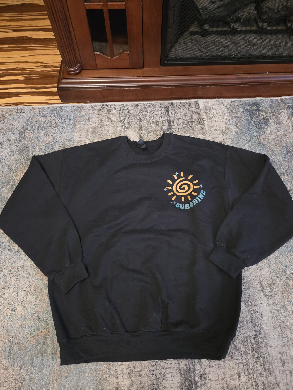 Gildan Heavy Blend Black Sunshine State of Mind Crewneck Sweatshirt Large